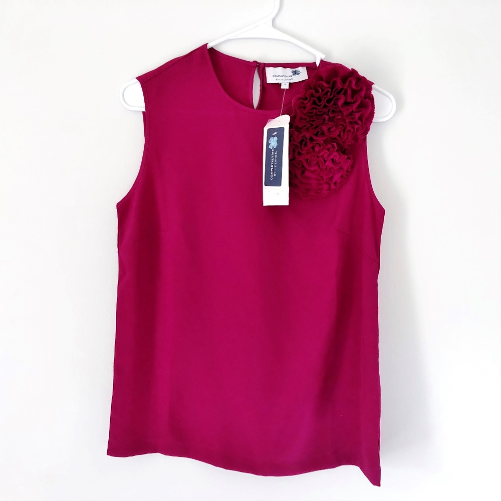 Liz Lange Berry Wine Fabric Flower Shell NWT